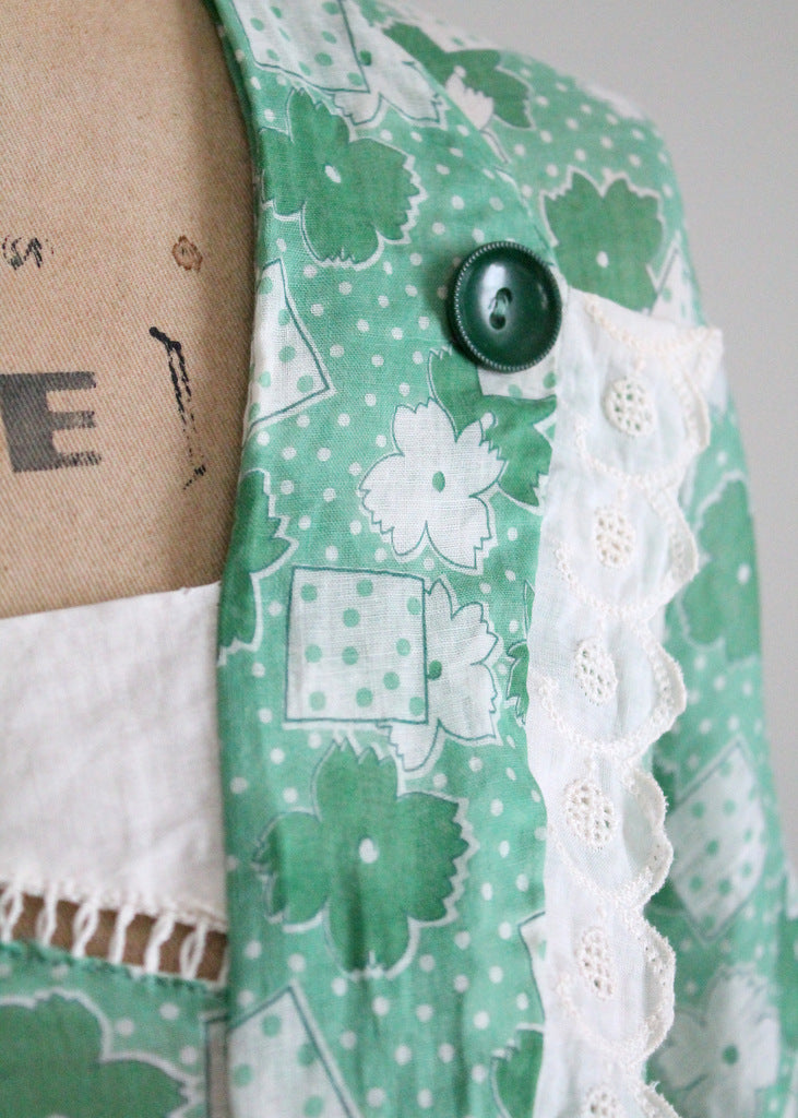 Vintage 1930s Green Floral Cotton Day Dress - Raleigh Vintage Vintage 1930s Green Floral Cotton Day Dress - Raleigh Vintage