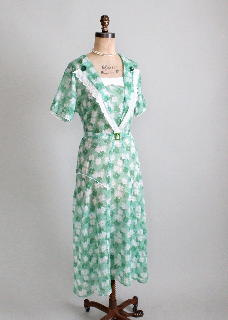 Vintage 1930s Green Floral Cotton Day Dress - Raleigh Vintage Vintage 1930s Green Floral Cotton Day Dress - Raleigh Vintage