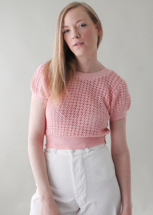 Vintage 1930s Pink Knit Sweater Top