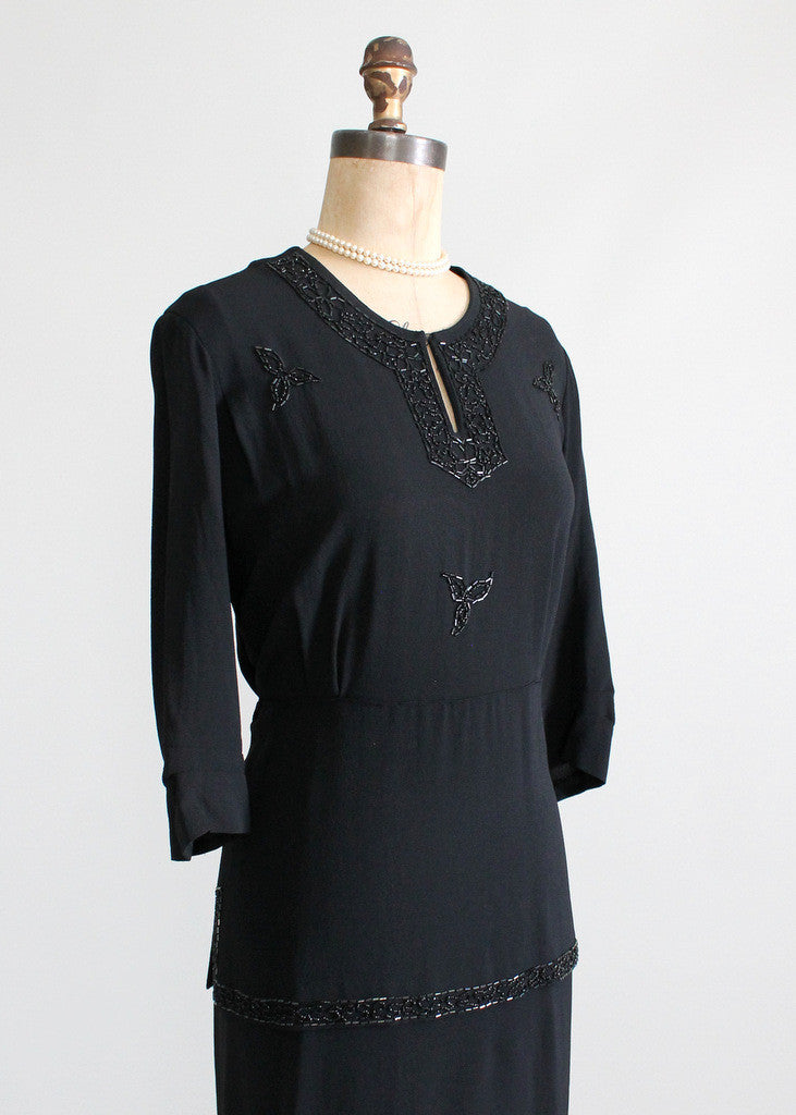 Vintage 1940s Beaded Peplum Dress