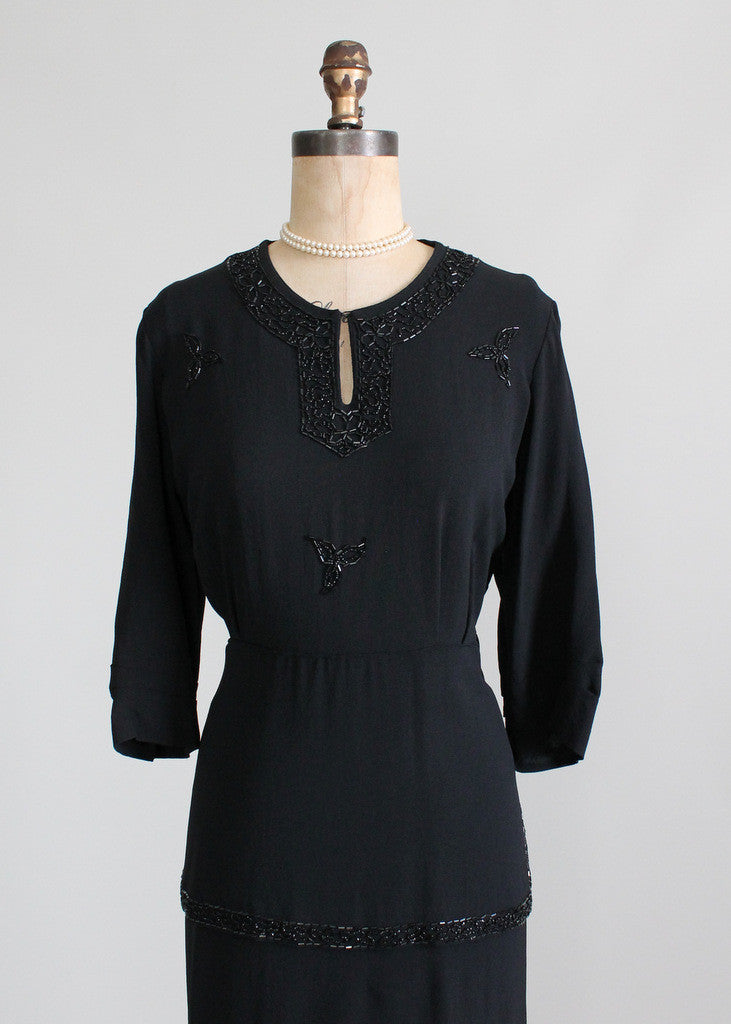 Vintage 1940s Beaded Peplum Dress