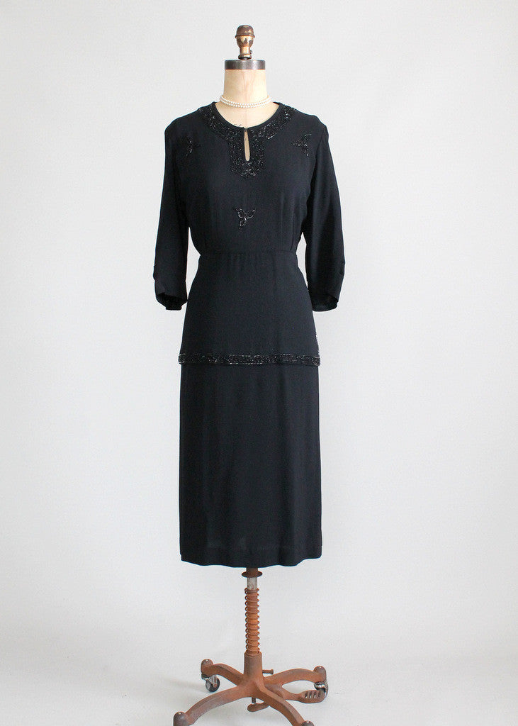 Vintage 1940s Beaded Peplum Dress