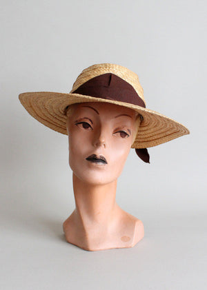 Vintage Early 1940s Dobbs Everyday Straw Hat