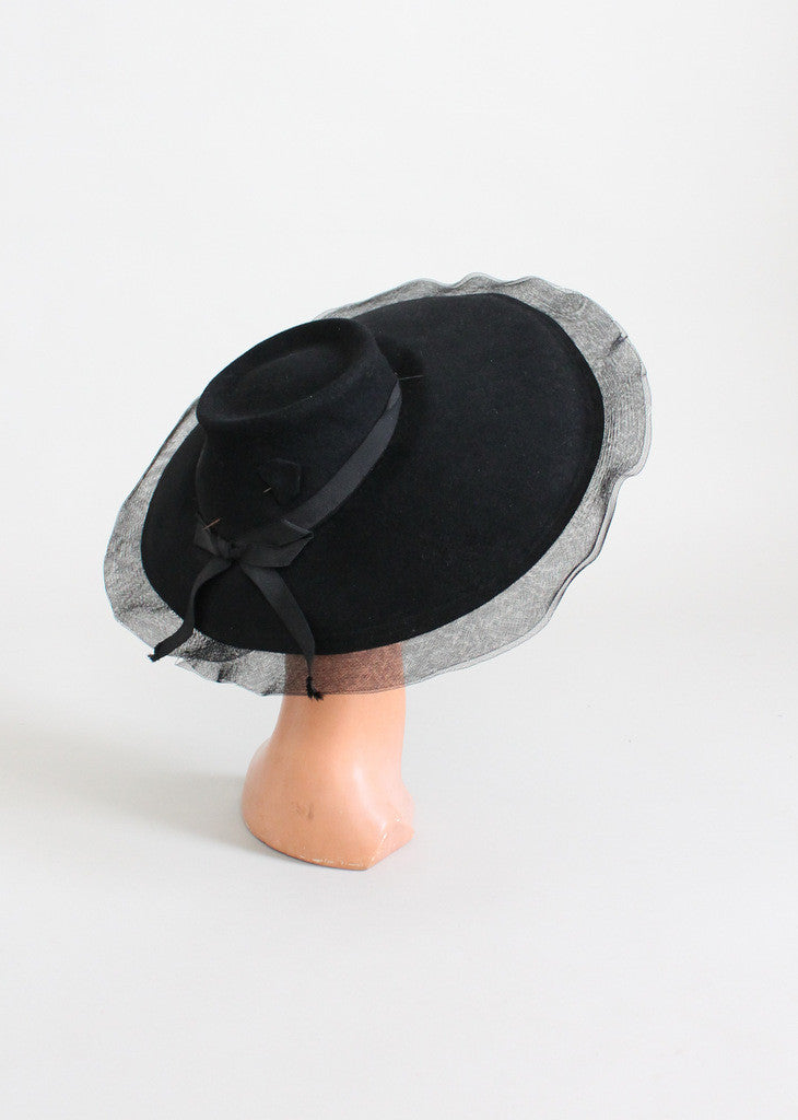 Vintage Early 1940s Dramatic Cartwheel Hat