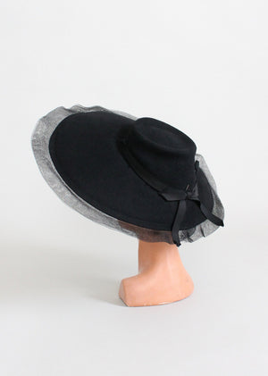 Vintage Early 1940s Dramatic Cartwheel Hat