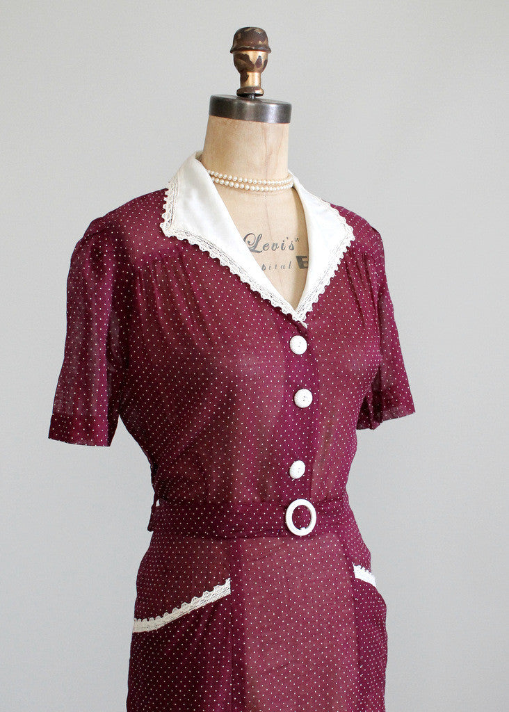 Vintage 1940s Cotton Day Dress