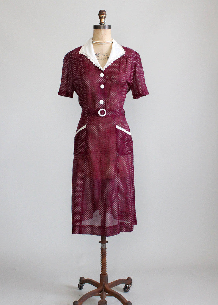 Vintage 1940s Cotton Day Dress