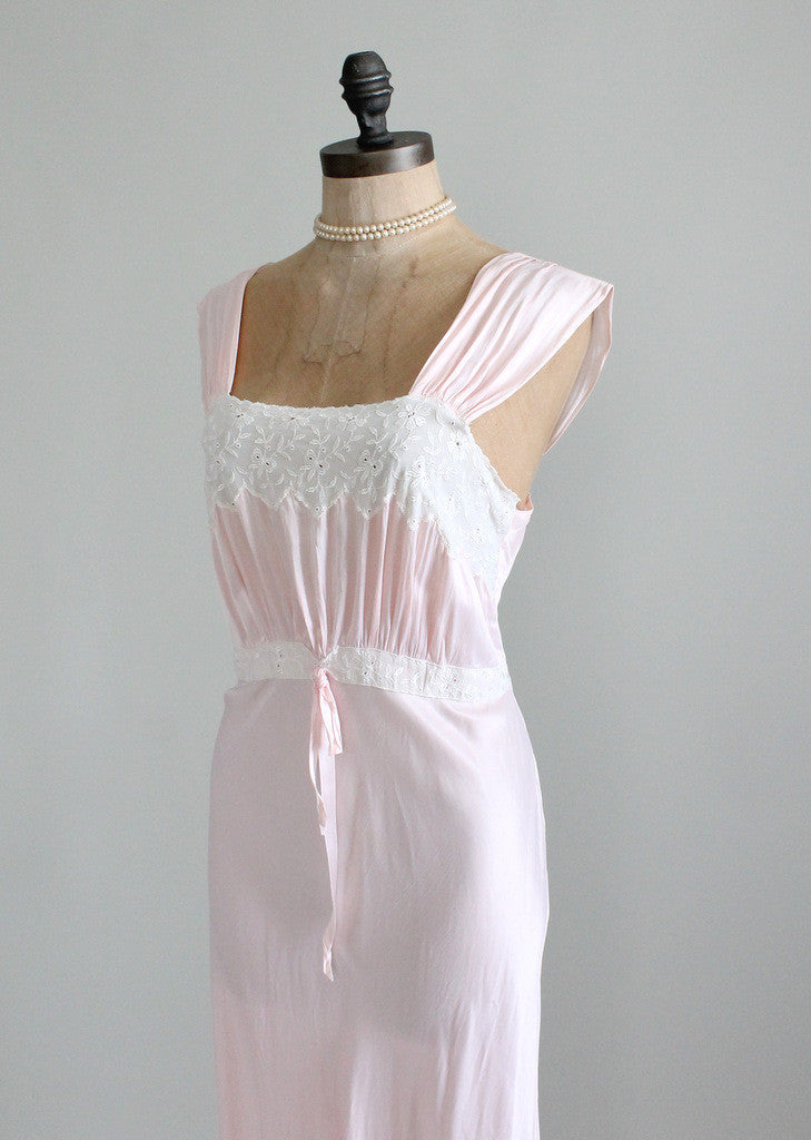 Vintage 1940s pink rayon nightgown