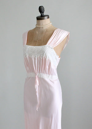 Vintage 1940s pink rayon nightgown