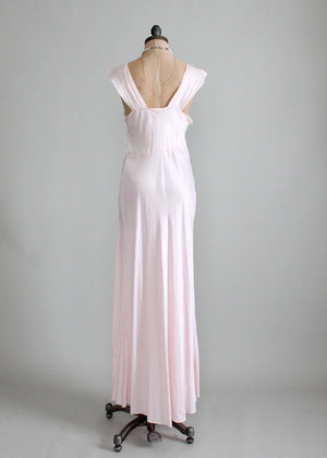 Vintage 1940s Pink Rayon and Lace Nightgown