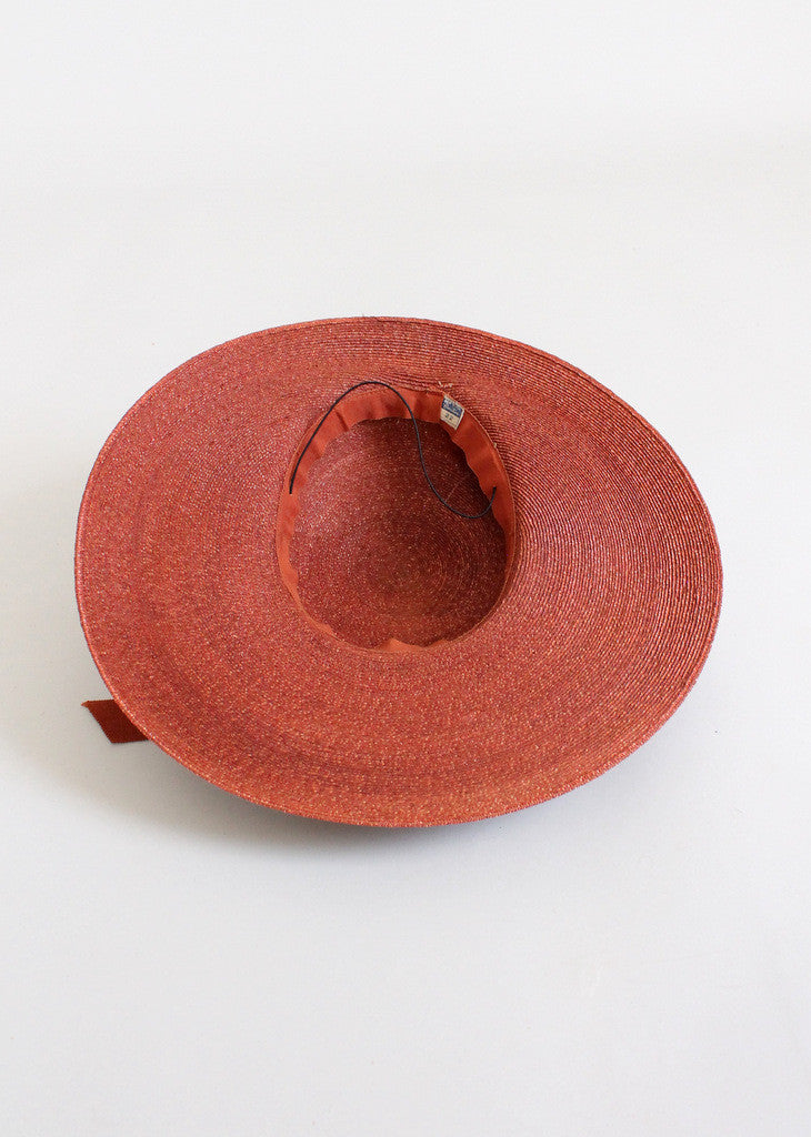 Vintage 1940s Wide Brim Umber Straw Hat