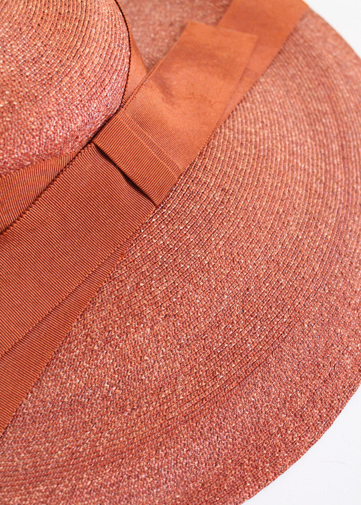 Vintage 1940s Wide Brim Umber Straw Hat