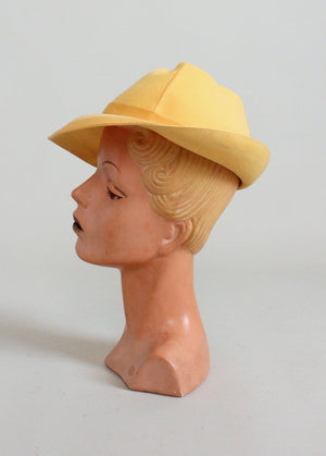 Vintage 1940s Yellow Fedora Hat