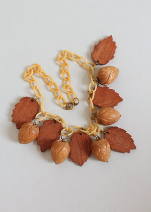 Vintage 1940s Novelty Wood and Celluloid Necklace