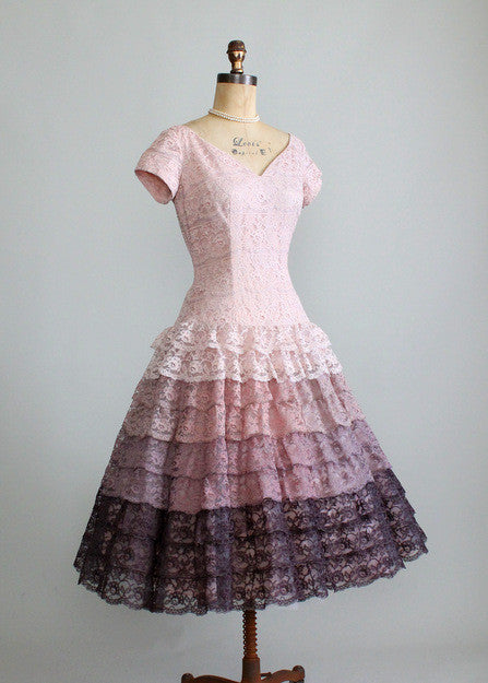 Vintage 1950s Ombre Lace Party Dress 