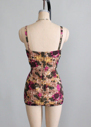 Vintage 1950s Roxanne Floral Pin Up Swimsuit