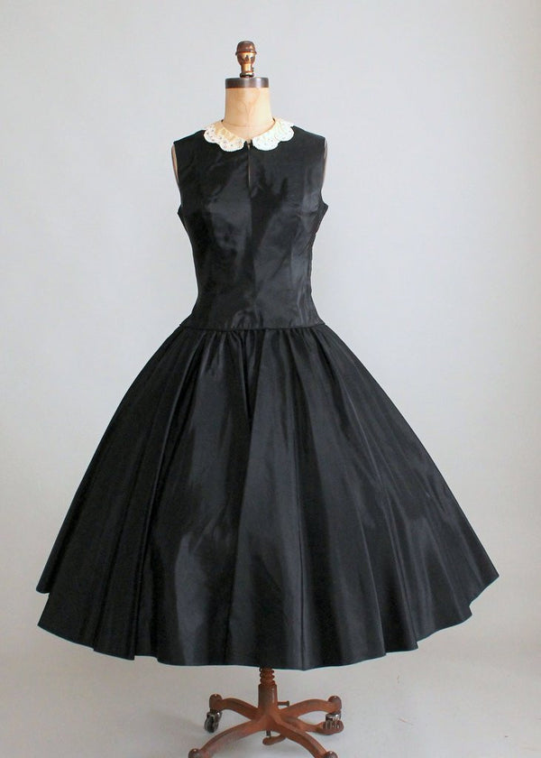 Vintage Early 1950s Black Taffeta Halter Dress with Jacket - Raleigh ...