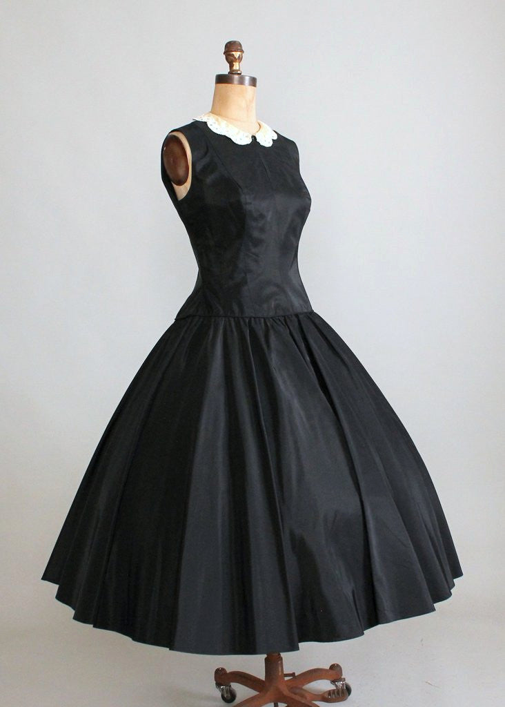 Vintage Early 1950s Black Taffeta Halter Dress with Jacket - Raleigh ...