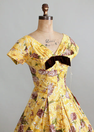 Vintage 1950s Sunshine Garden Floral Dress NOS