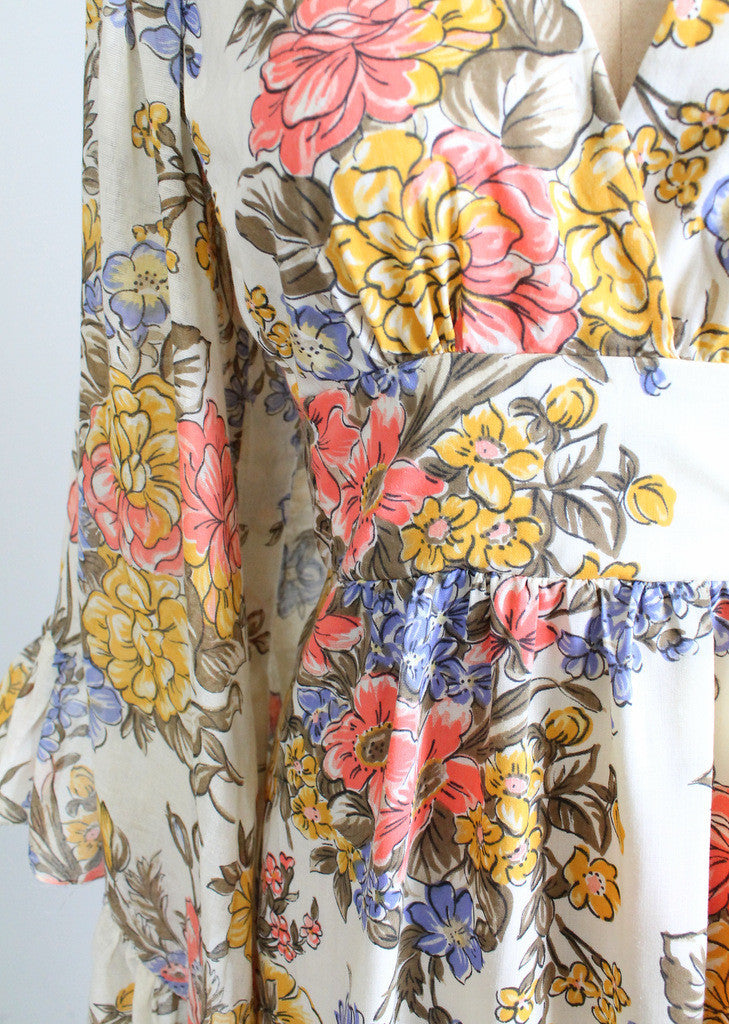 Vintage 1960s Bell Sleeve Floral Festival Maxi Dress - Raleigh Vintage Vintage 1960s Bell Sleeve Floral Festival Maxi Dress - Raleigh Vintage