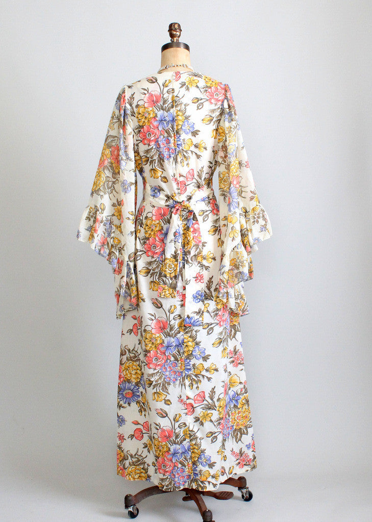 Vintage 1960s Bell Sleeve Floral Festival Maxi Dress - Raleigh Vintage