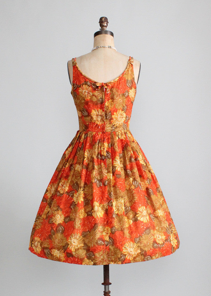 Vintage Early 1960s Autumn Flowers Sundress Vintage Early 1960s Autumn Flowers Sundress