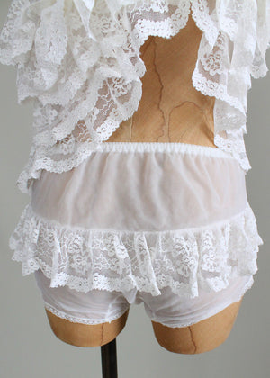 Vintage 1960s White Lace Ruffle Nightie and Bloomers - Raleigh Vintage
