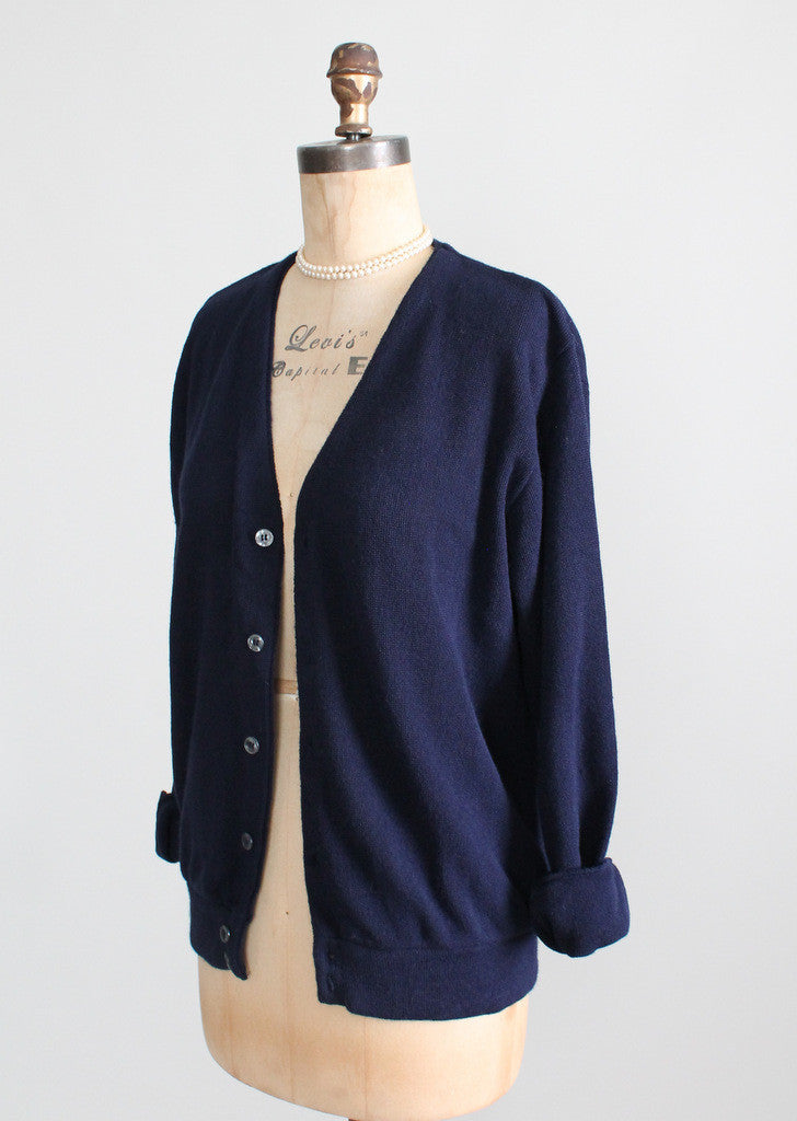 Vintage 1960s Navy Boyfriend Cardigan