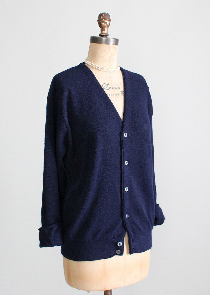 Vintage 1960s Navy Boyfriend Cardigan