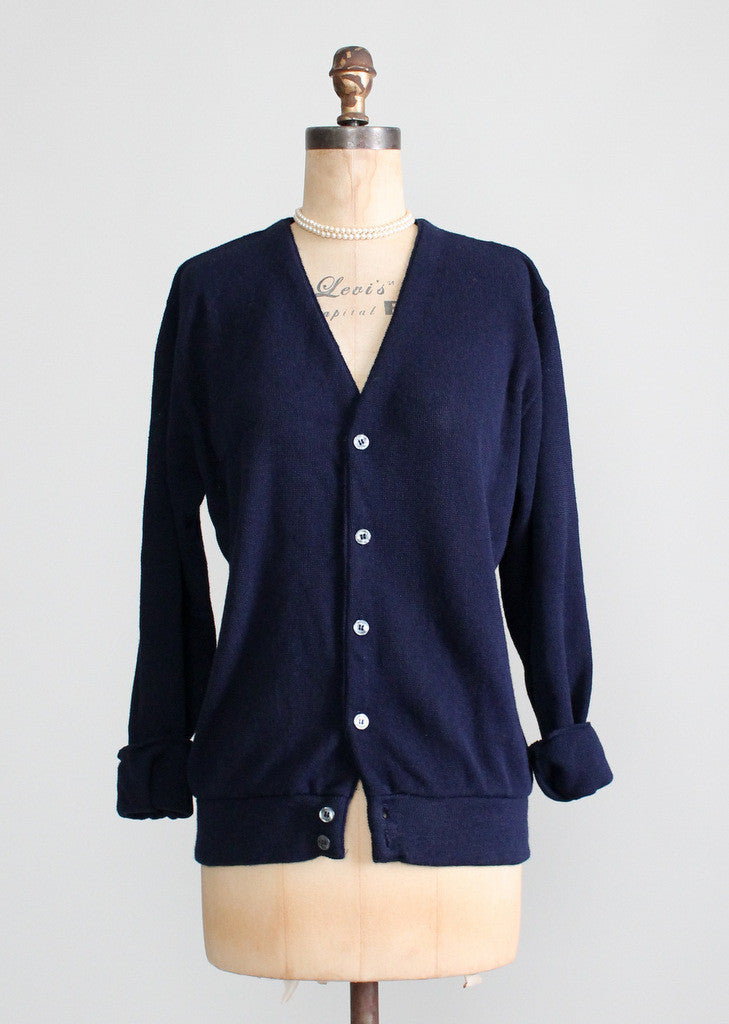 Vintage 1960s Navy Boyfriend Cardigan