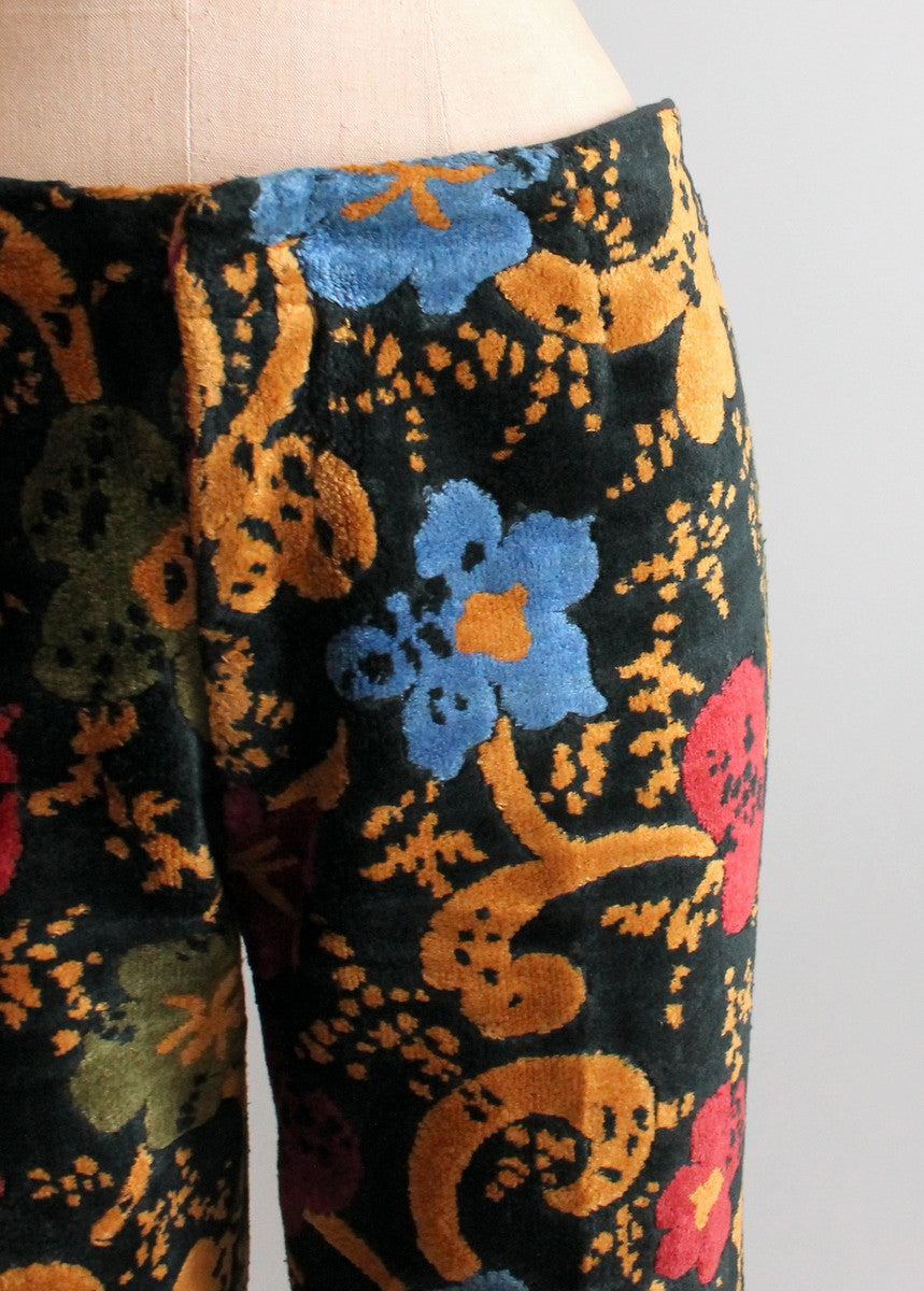 Vintage 1960s Floral Carpet Bell Bottom Pants - Raleigh Vintage