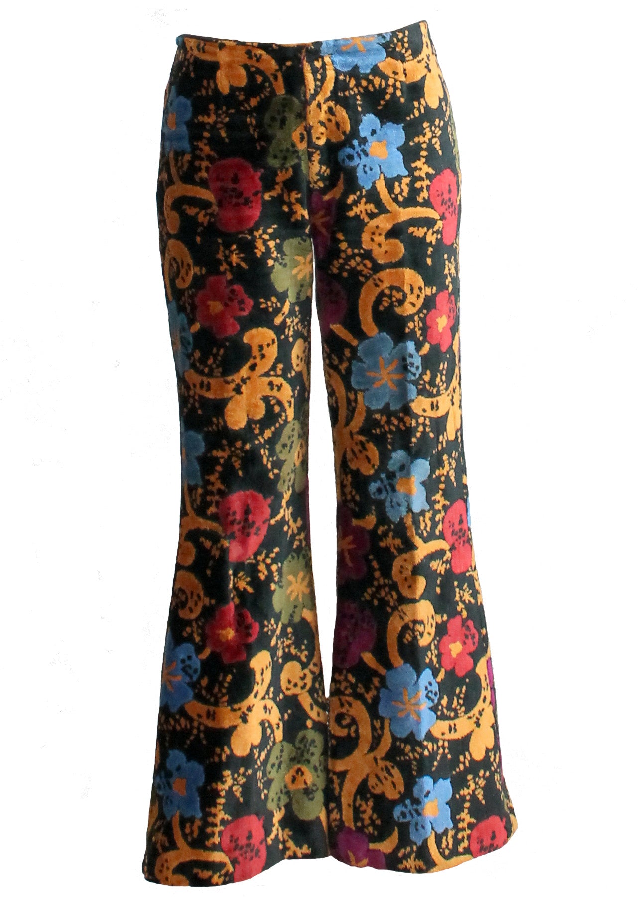 Vintage 1960s Floral Carpet Bell Bottom Pants - Raleigh Vintage