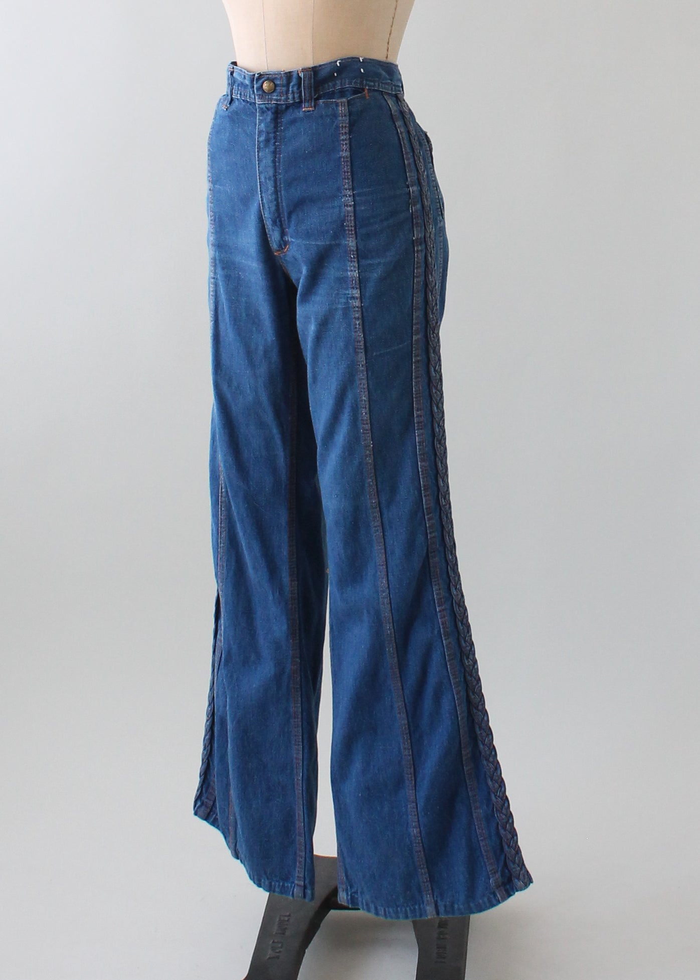 Vintage 1970s Red Snap Bell Bottom Jeans