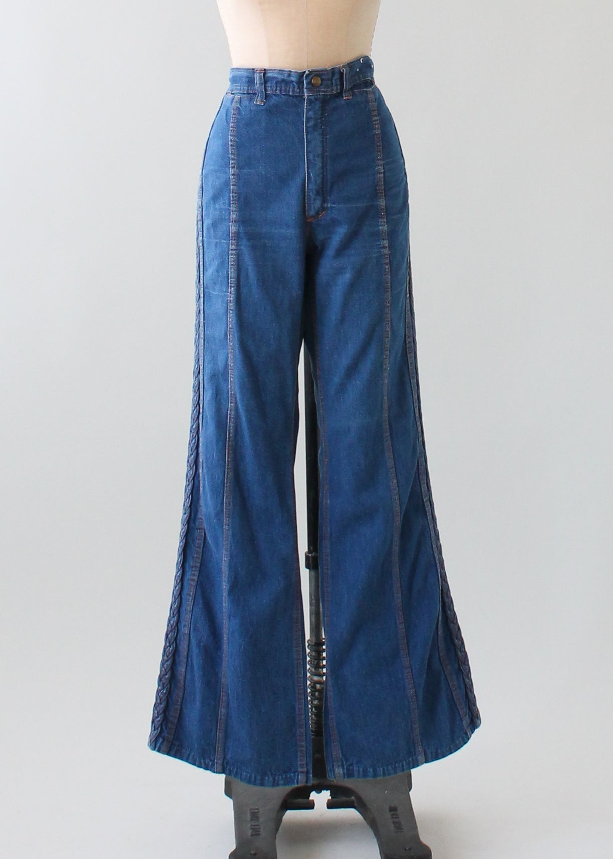 Vtg NOS 1970s Swaby's Navy Style Bell Bottom Jeans Denim High Waist 25.5 x  30.5