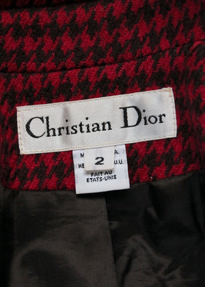 Vintage 1980s Christian Dior Raspberry Houndstooth Jacket