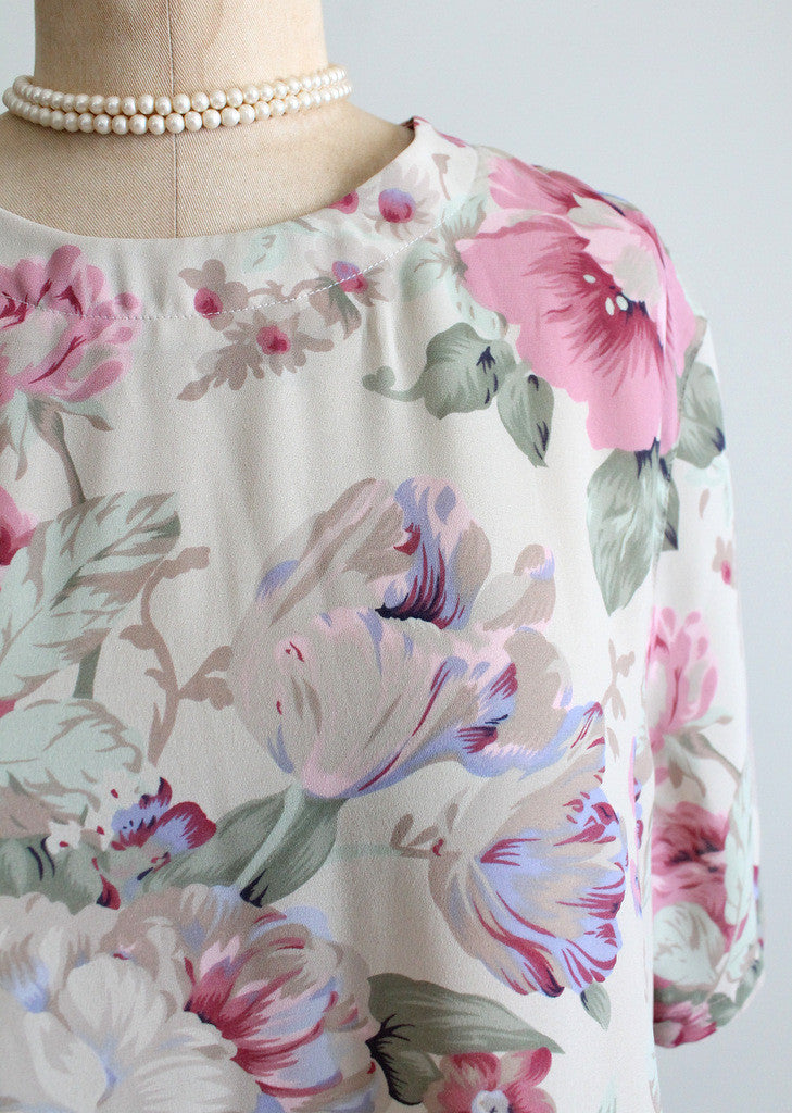 Vintage 1980s Nostalgic Floral Slouch Top