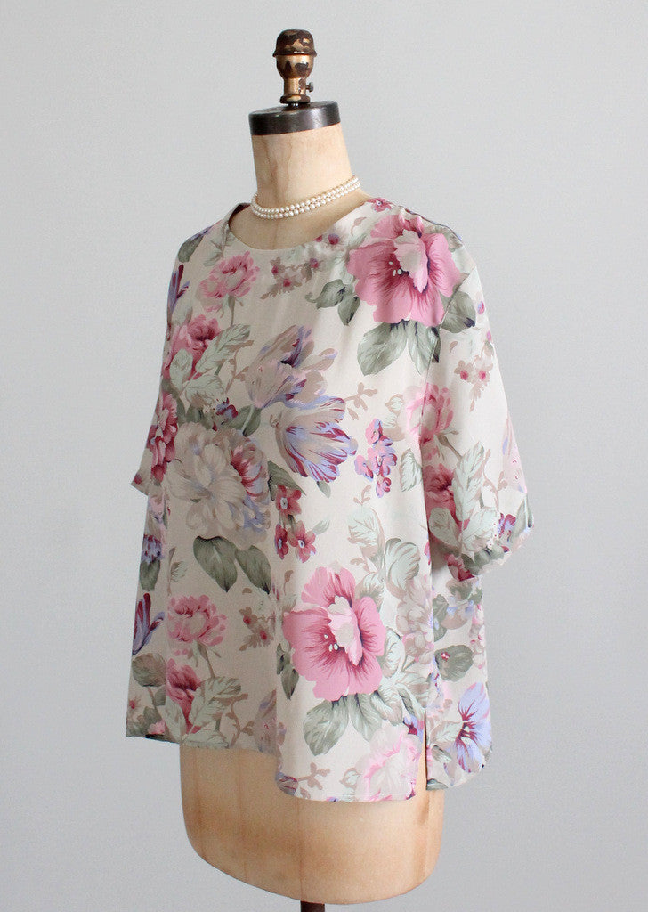 Vintage 1980s Nostalgic Floral Slouch Top