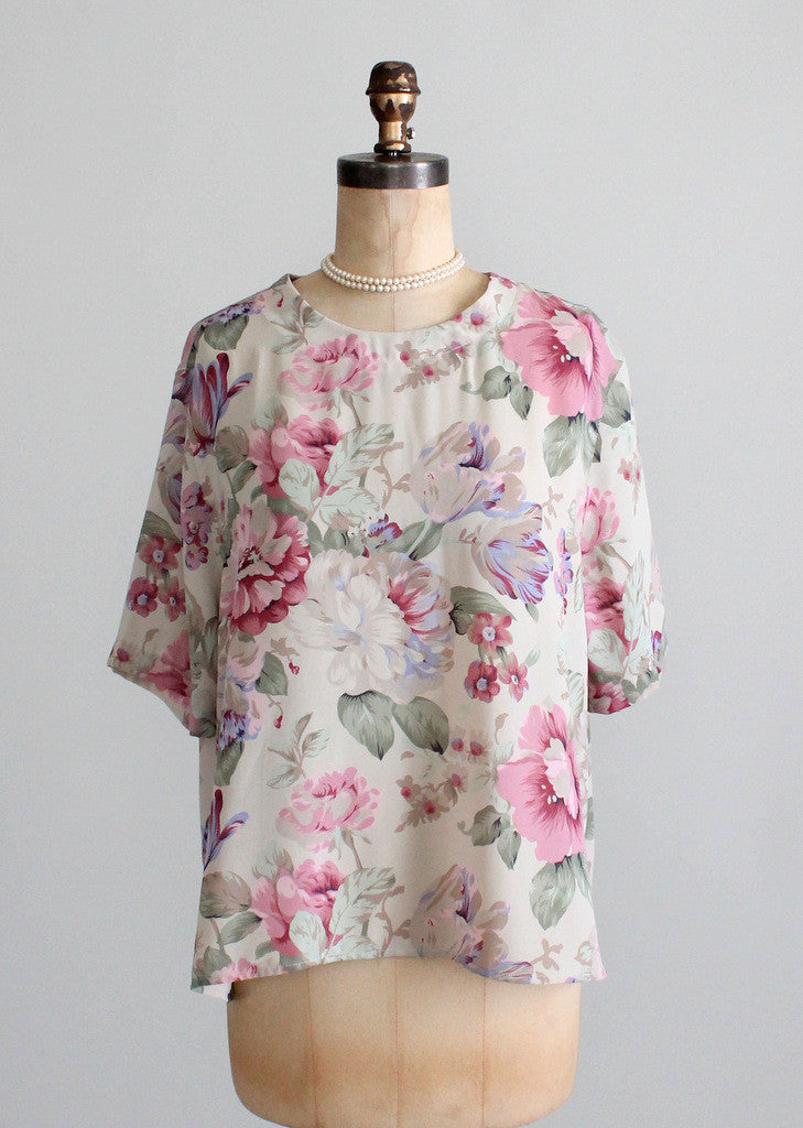 Vintage 1980s Nostalgic Floral Slouch Top