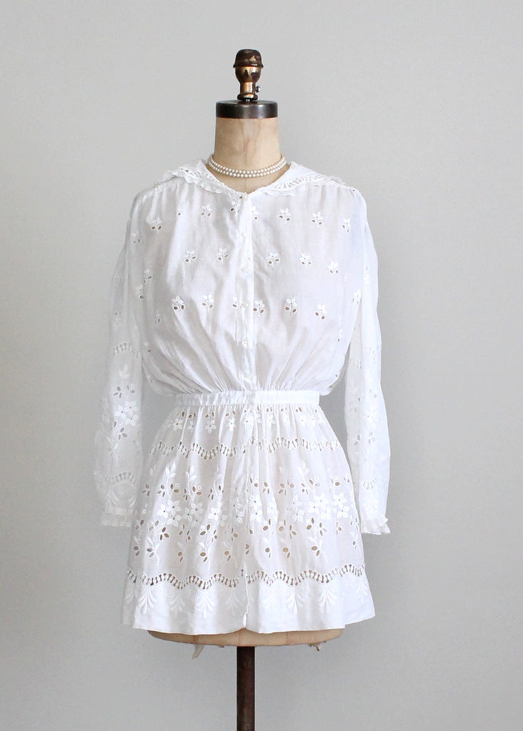 Antique edwardian white cotton blouse