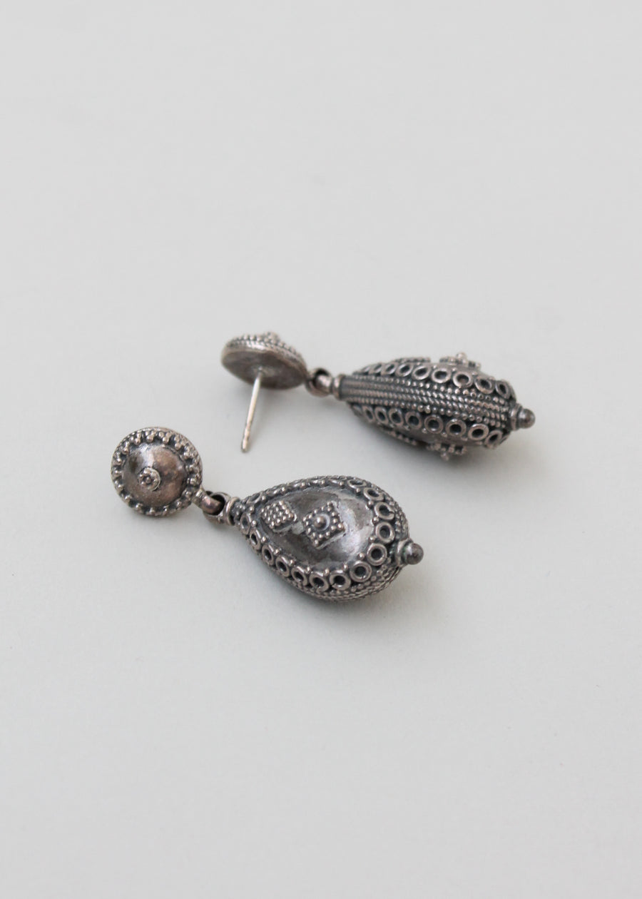 Vintage Indian Silver Dangle Earrings