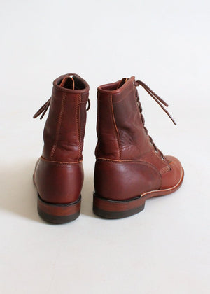 Vintage Justin Brown Leather Fringe Ankle Boots