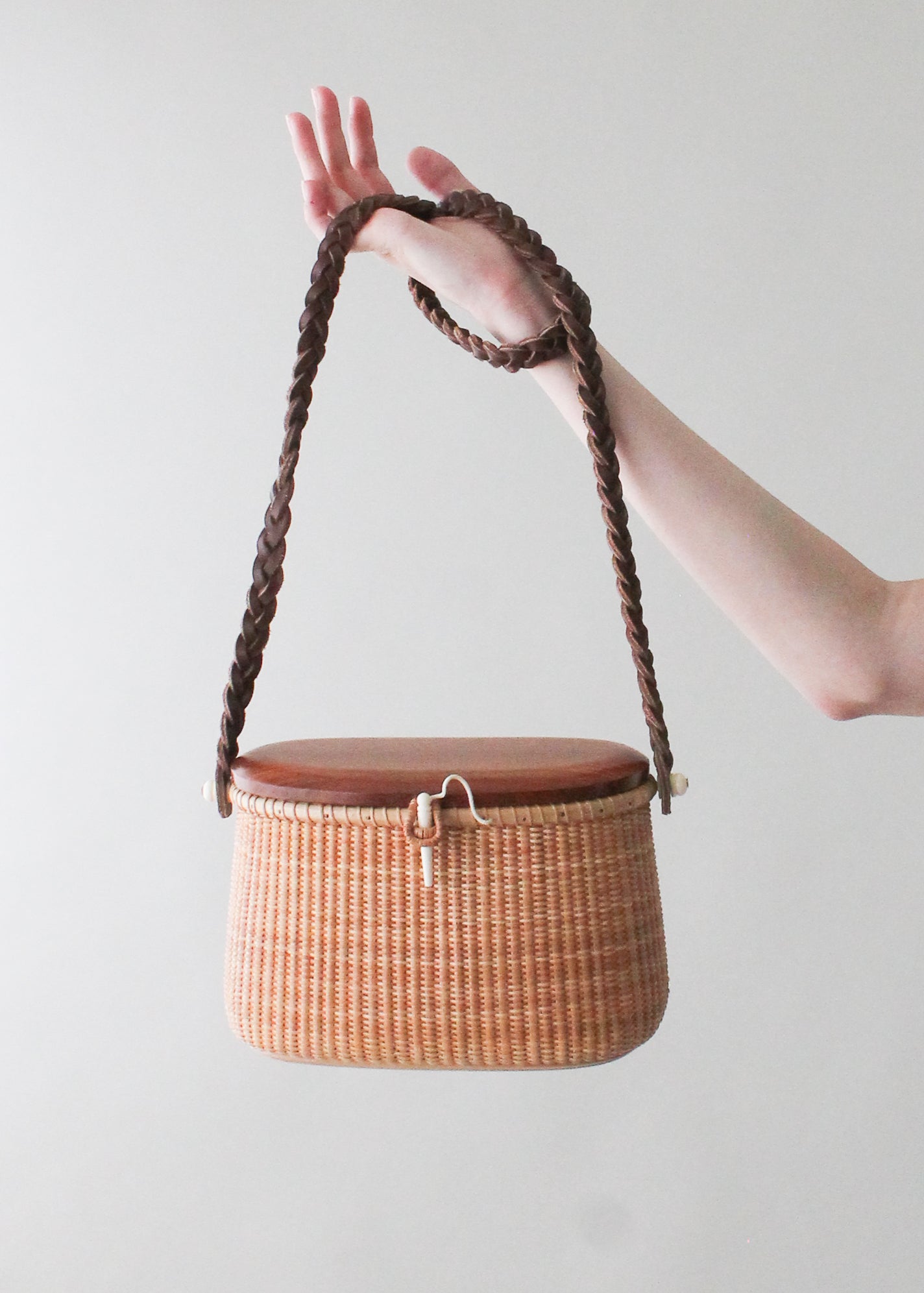 1960's Ettiene Aigner Hand Made Wicker & Maroon Leather Basket Purse - Ruby  Lane