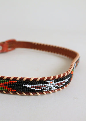 Vintage Native American Beaded Leather Belt