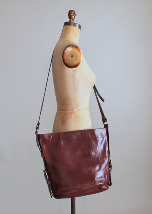 Vintage Italian Brown Leather Tote Purse