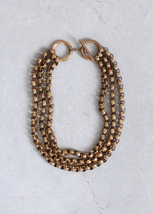 Vintage Early 1950s Chunky Brass Link Multistrand Necklace