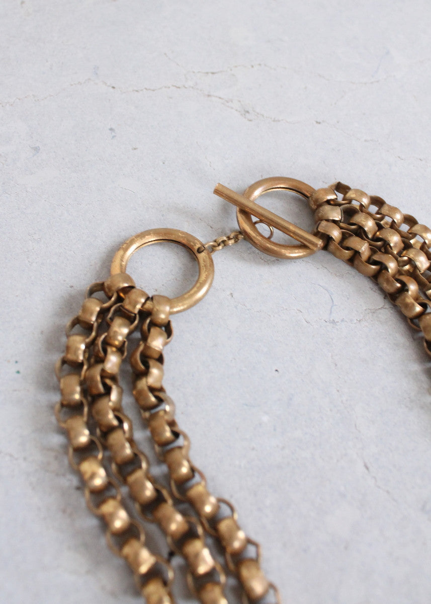 Vintage Early 1950s Chunky Brass Link Multistrand Necklace