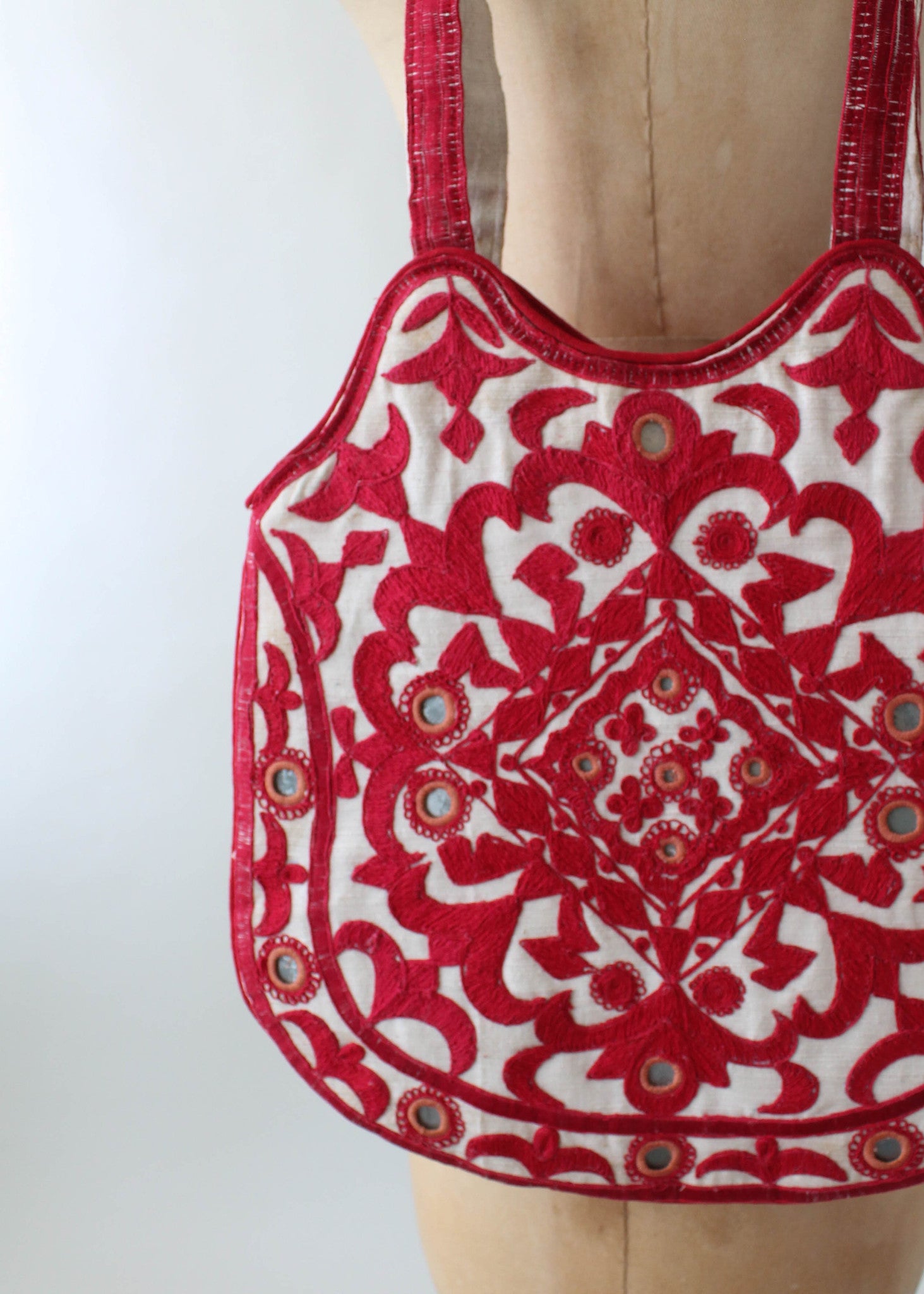 Vintage Indian Embroidered Purse with Mirrors