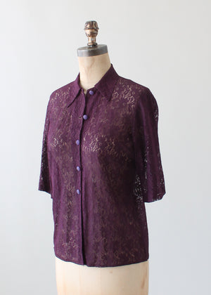 Vintage Purple Lace Blouse