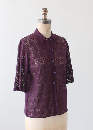 Vintage Purple Lace Blouse
