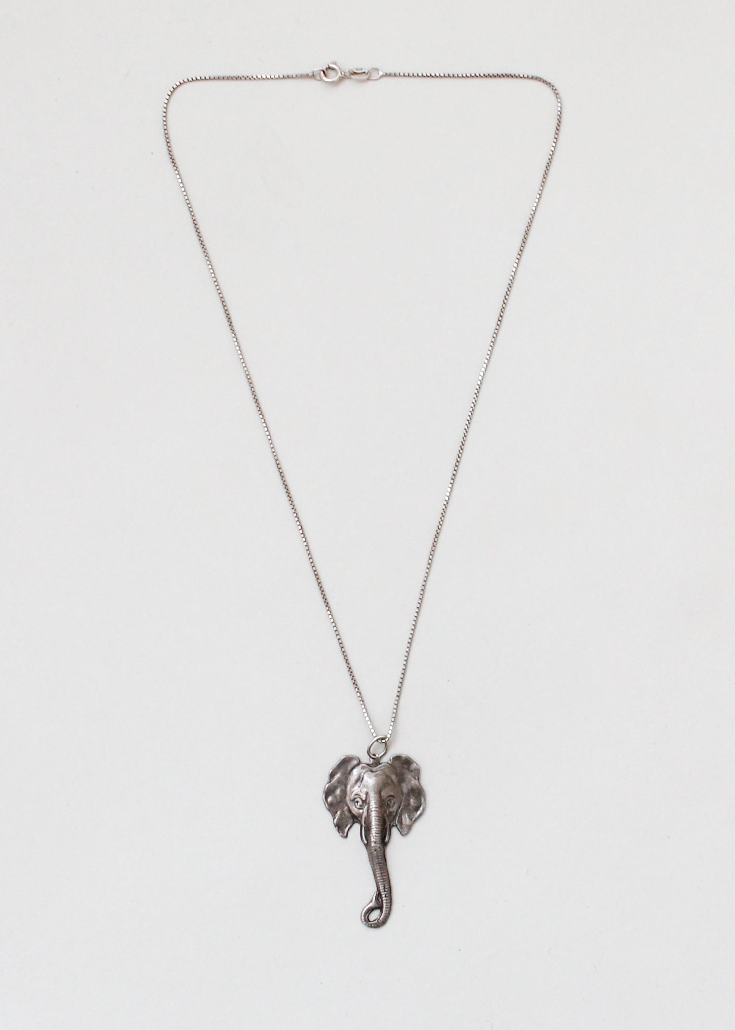 Vintage Sterling Silver Elephant Necklace